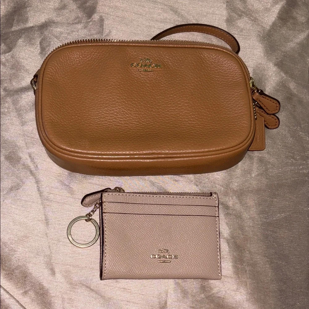 Coach Brown Leather Wristlet and Card Holder Set Bundle - Picture 1 of 13